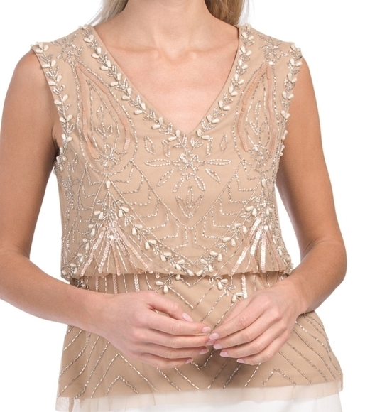 asos beige dress Sleeveless Beaded Blouson Midi Dress In Midnight Multi main image 1